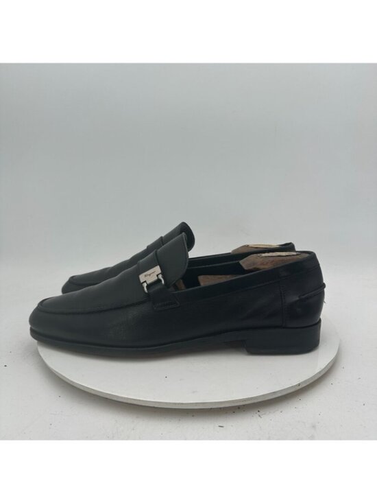 Salvatore Ferragamo Men Size 8 EE Black Leather Buckle Pull On Loafer Shoes main image 6